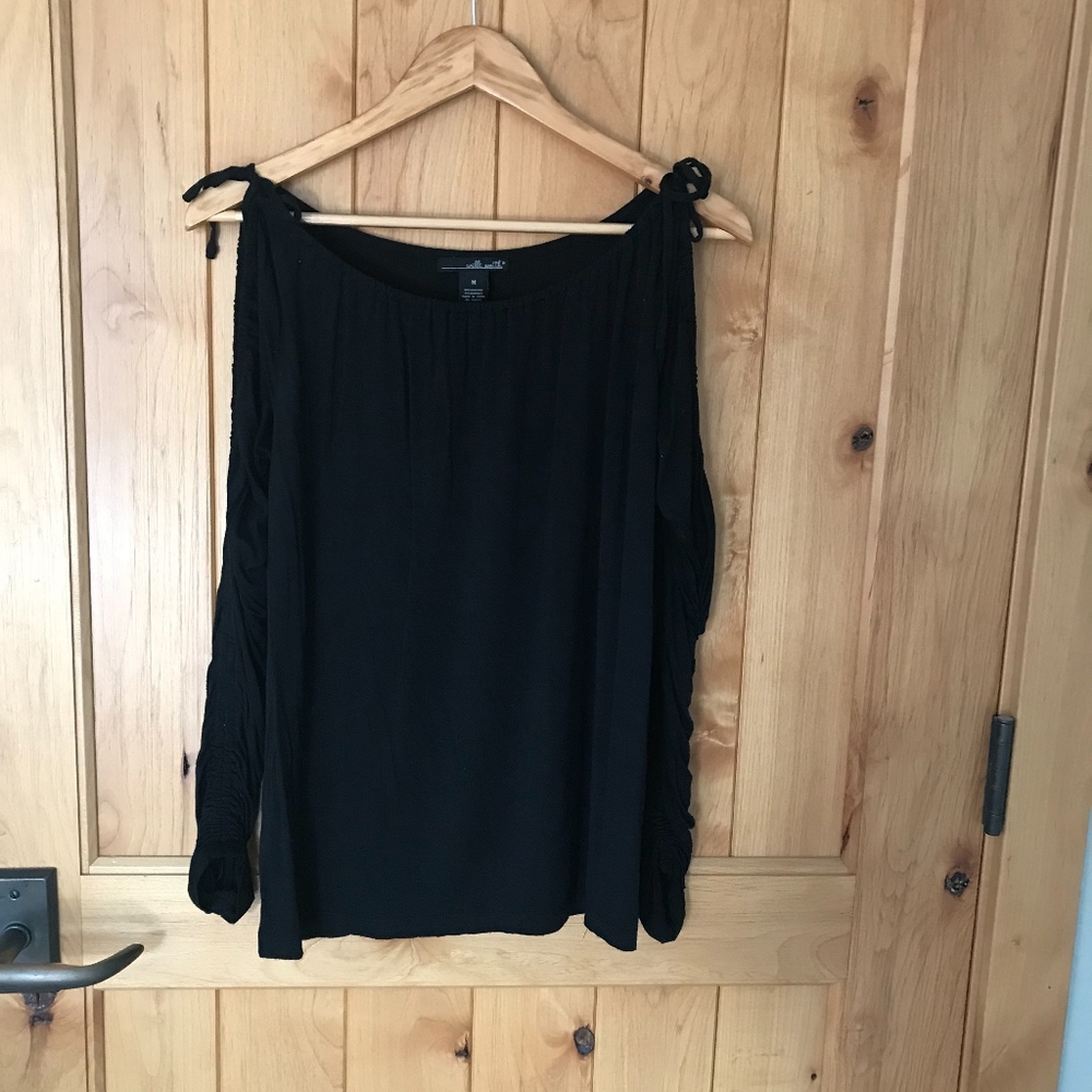 Black Will Smith cut out shoulder black shirt
